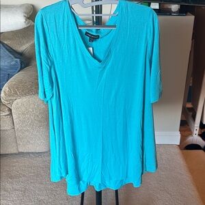 Lane Bryant Turquoise V-Neck Tee